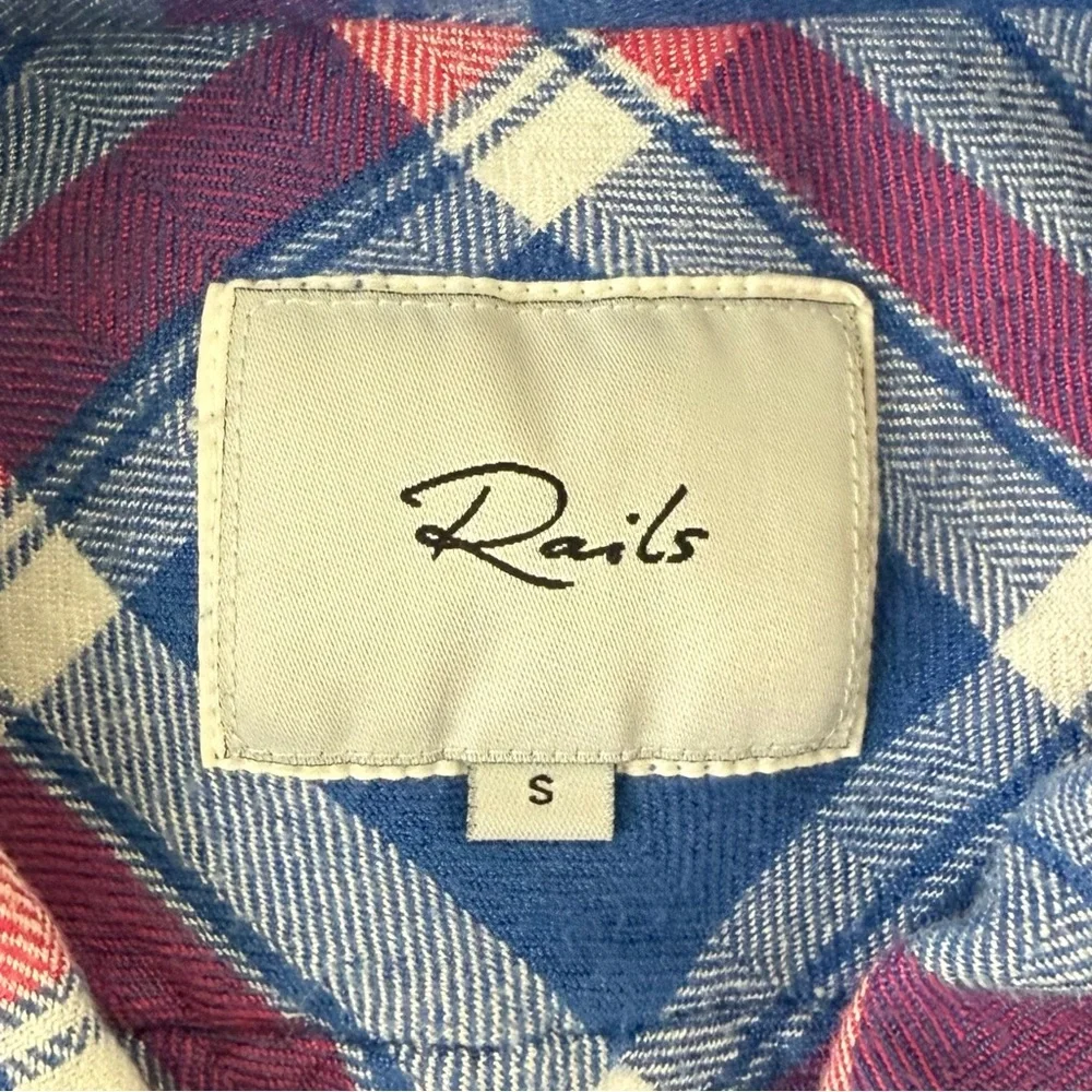 Rails Hunter Blue and Pink Plaid Button-Down Shirt Marina Flamingo Size Small - Picture 13 of 14